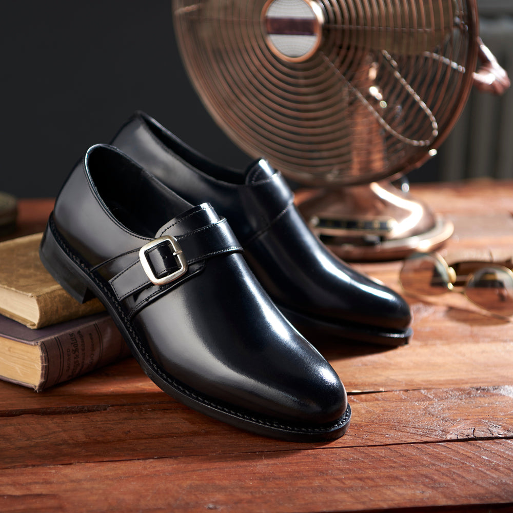 Mens monk strap shoes black online